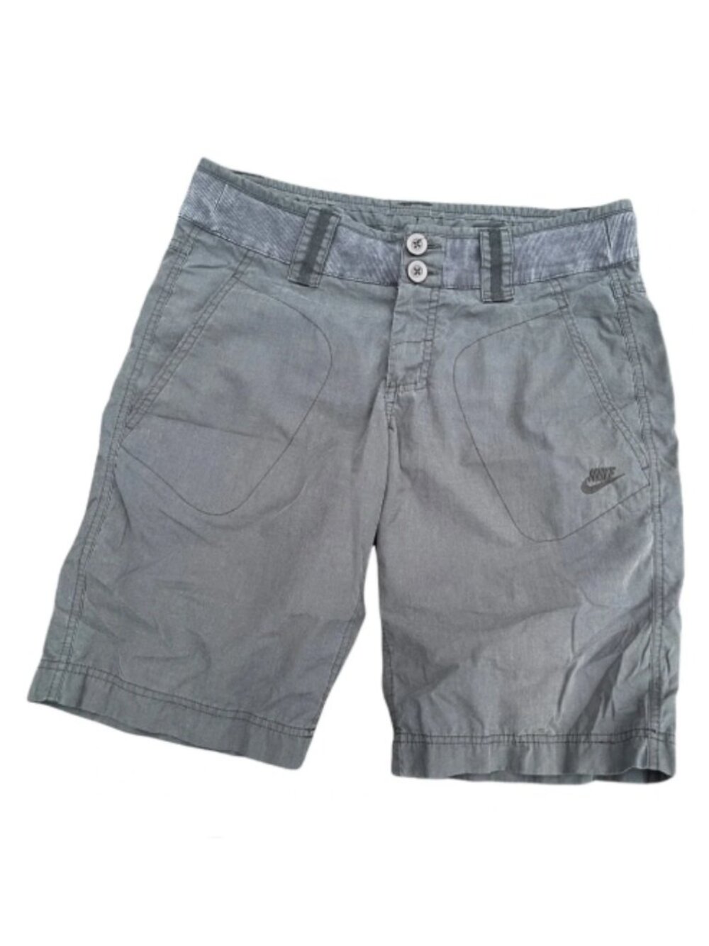 VTG Y2K Nike Sportswear Bermuda Utility Shorts Gray Cotton Blend Small S 4 - 6